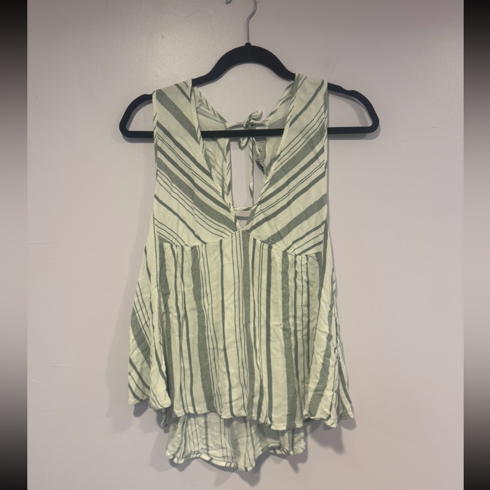 Fab Rik green and white stripe flowy tank top
